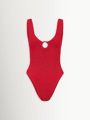 Hunza G Red Celine Crinkle Swimsuit with Fabric Covered Hoops - Image 3 of 3