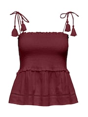 ONLY Red Burgundy Strap Smock Top - Image 2 of 3