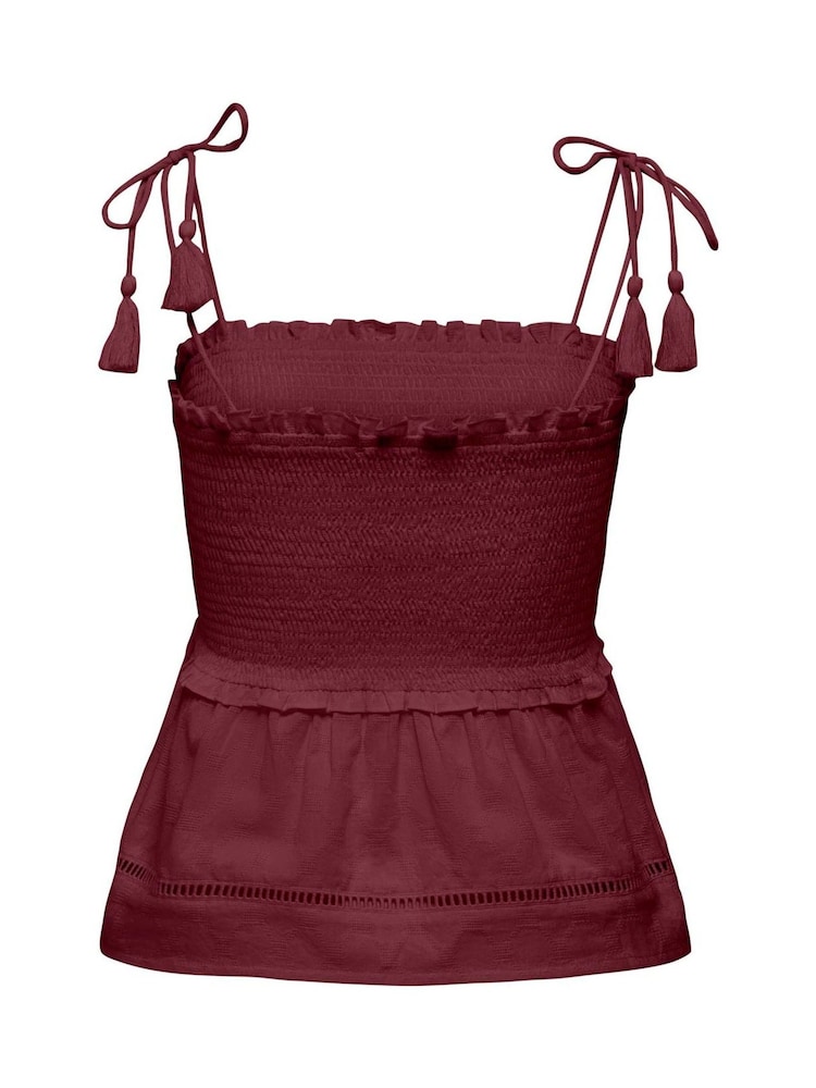 ONLY Red Burgundy Strap Smock Top - Image 3 of 3