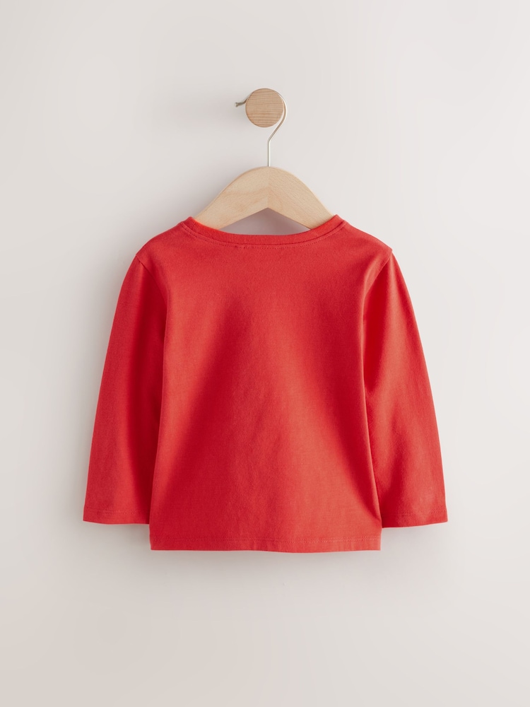 Red Ladybird Long Sleeves 100% Cotton T-Shirt - Image 2 of 4
