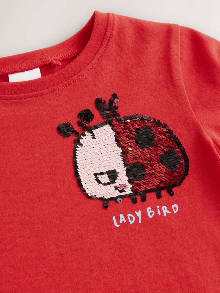 Red Ladybird Long Sleeves 100% Cotton T-Shirt - Image 4 of 4