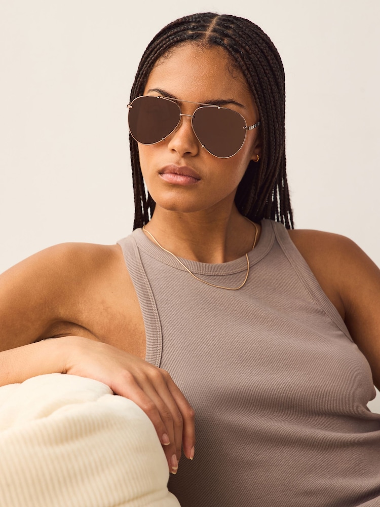 Metallic Aviator Sunglasses - Image 1 of 8