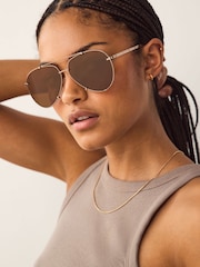 Metallic Aviator Sunglasses - Image 3 of 8