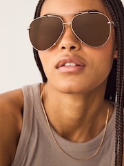 Metallic Aviator Sunglasses - Image 4 of 8