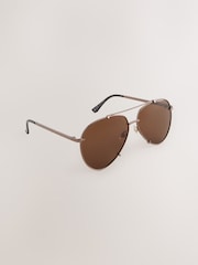 Metallic Aviator Sunglasses - Image 5 of 8