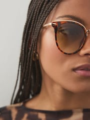 Tortoiseshell Brown Cateye Sunglasses - Image 3 of 7