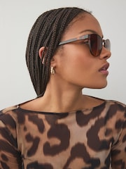 Tortoiseshell Brown Round Sunglasses - Image 2 of 7