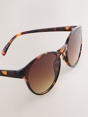 Tortoiseshell Brown Round Sunglasses - Image 6 of 7