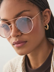 Metalizado - Tone Round Aviator Style Sunglasses - Imagen 2 de 6