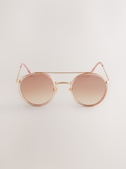 Metalizado - Tone Round Aviator Style Sunglasses - Imagen 4 de 6