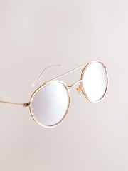 Metalizado - Tone Round Aviator Style Sunglasses - Imagen 5 de 6