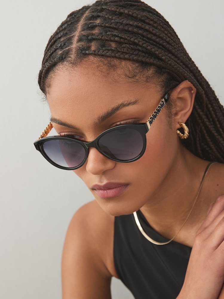Black Chain Cat Eye Sunglasses - Image 2 of 7
