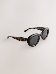 Tortoiseshell Brown Oval Sunglasses - Image 3 of 6