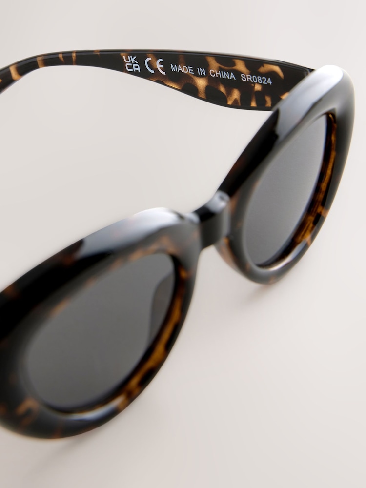 Tortoiseshell Brown Oval Sunglasses - Image 6 of 6