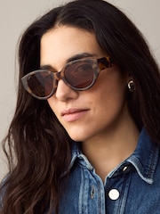 Tortoiseshell Brown Oval Sunglasses - Image 1 of 6