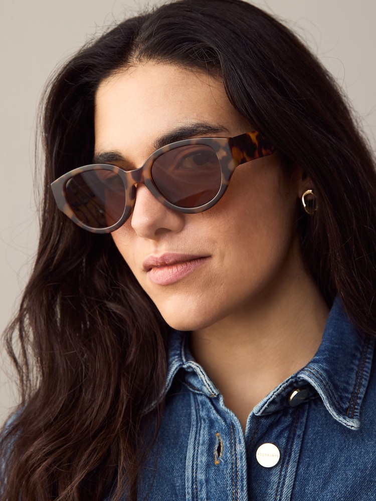 Tortoiseshell Brown Oval Sunglasses - Image 1 of 6