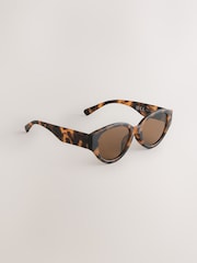 Tortoiseshell Brown Oval Sunglasses - Image 3 of 6