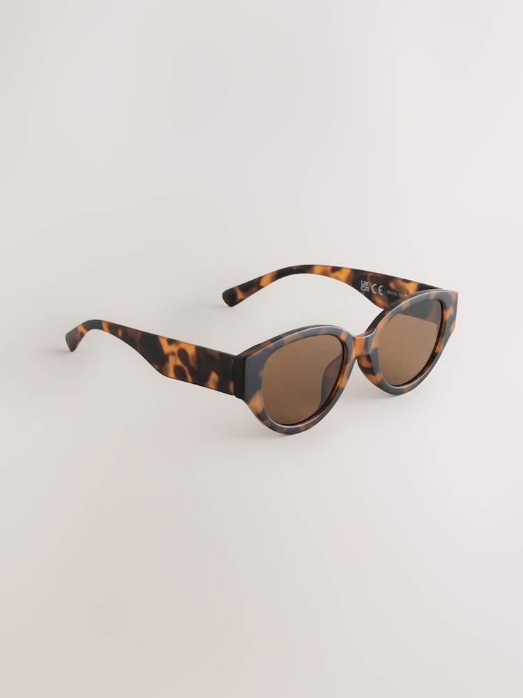 Tortoiseshell Brown Oval Sunglasses - Image 3 of 6