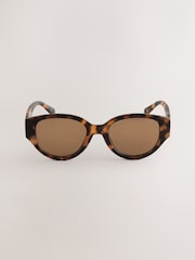 Tortoiseshell Brown Oval Sunglasses - Image 4 of 6