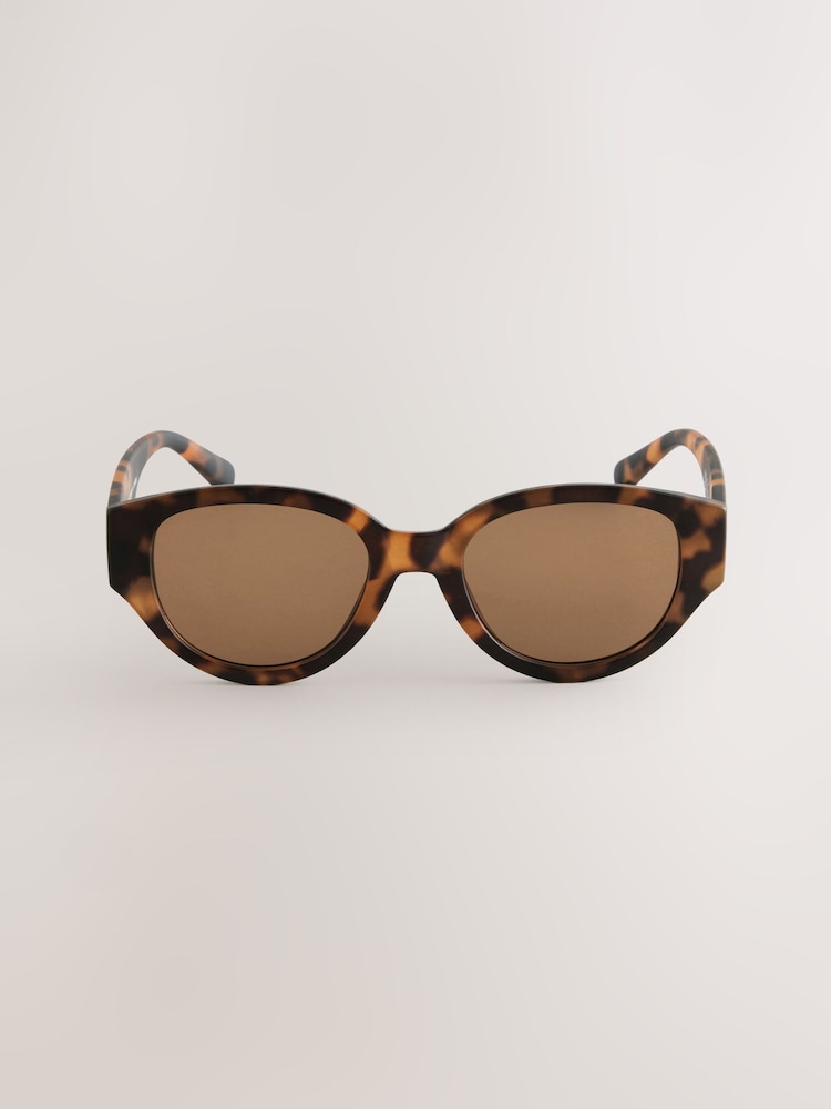 Tortoiseshell Brown Oval Sunglasses - Image 4 of 6