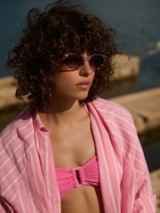 Tortoiseshell Brown Oval Cat Eye Sunglasses - Image 3 of 8