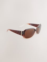 Brown Sparkle Square Sunglasses - Image 3 of 6