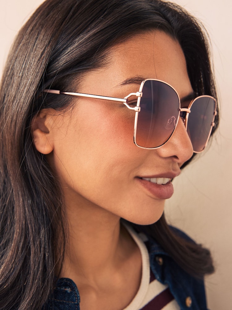 Metallic Aviator Style Ombre Sunglasses - Image 2 of 4