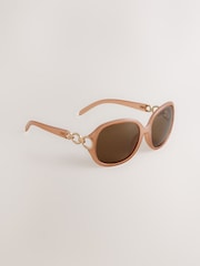 Caramel Brown Arm Detail Square Sunglasses - Image 3 of 6
