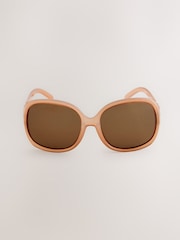 Caramel Brown Arm Detail Square Sunglasses - Image 4 of 6