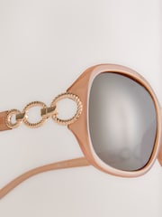 Caramel Brown Arm Detail Square Sunglasses - Image 5 of 6