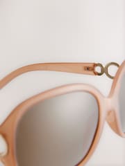 Caramel Brown Arm Detail Square Sunglasses - Image 6 of 6