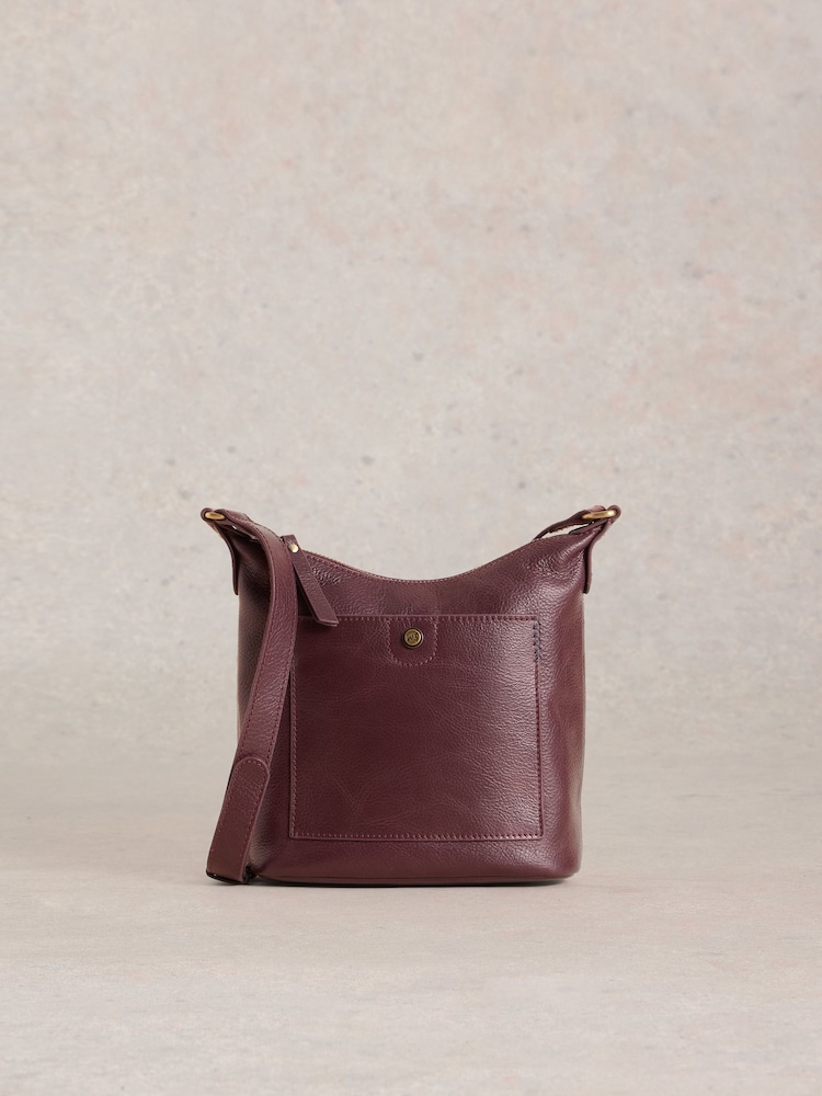 White Stuff Purple Mini Fern Leather Cross-Body Bag - Image 1 of 5