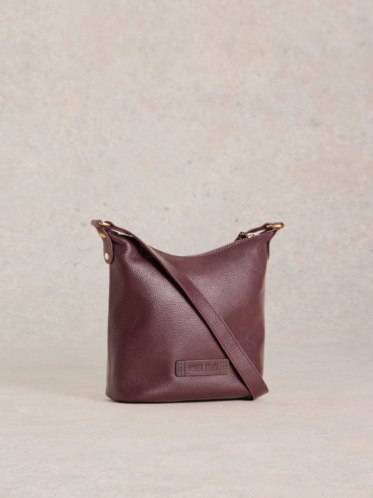 White Stuff Purple Mini Fern Leather Cross-Body Bag - Image 2 of 5