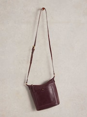 White Stuff Purple Mini Fern Leather Cross-Body Bag - Image 3 of 5