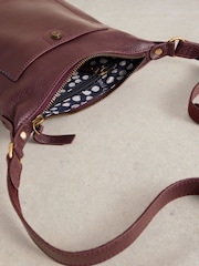 White Stuff Purple Mini Fern Leather Cross-Body Bag - Image 4 of 5