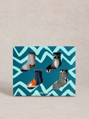 White Stuff Green Woodland Animals Socks 4 Pack - Image 3 of 4