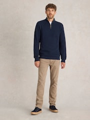 White Stuff Blue Attadale Funnel Neck Jumper - Image 3 of 6