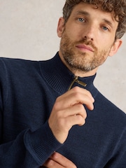 White Stuff Blue Attadale Funnel Neck Jumper - Image 4 of 6