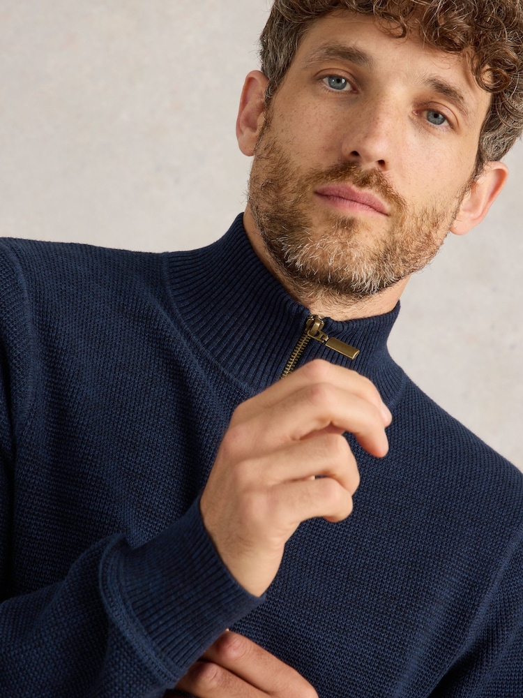 White Stuff Blue Attadale Funnel Neck Jumper - Image 4 of 6
