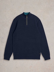 White Stuff Blue Attadale Funnel Neck Jumper - Image 5 of 6