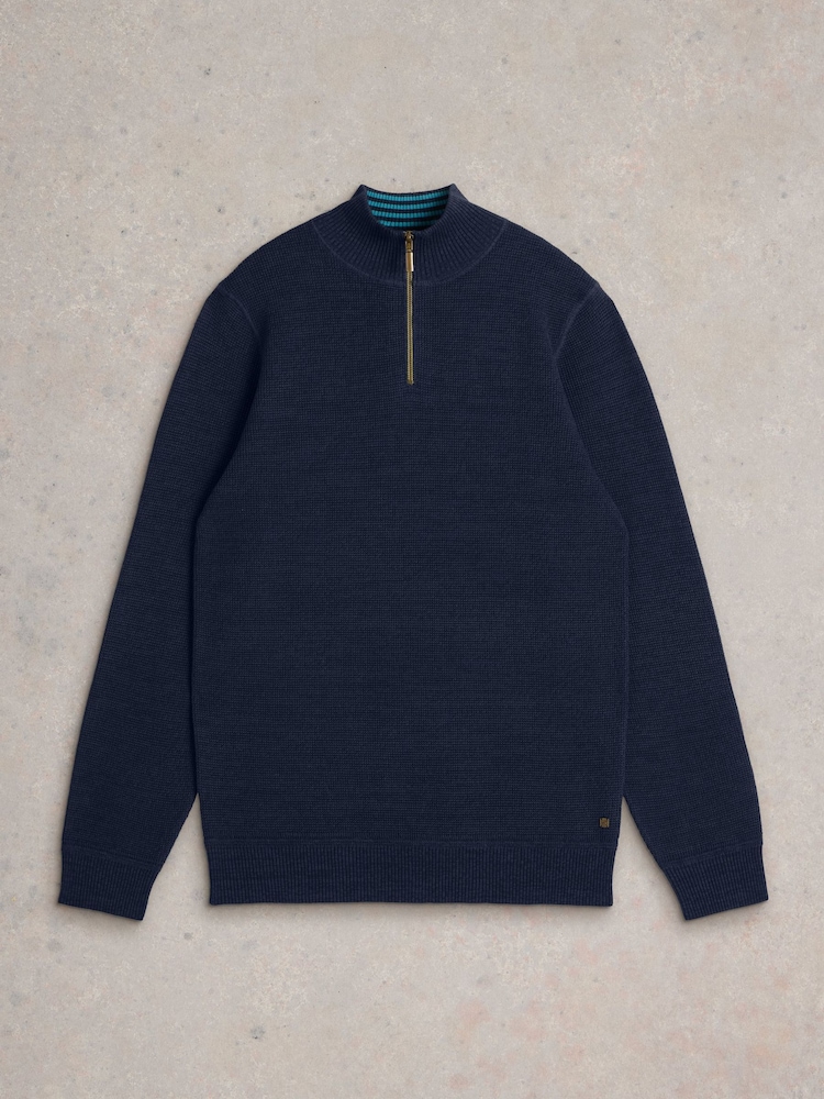 White Stuff Blue Attadale Funnel Neck Jumper - Image 5 of 6