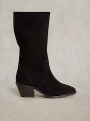 White Stuff Black Azalea Suede Mid Slouch Boots - Image 1 of 4