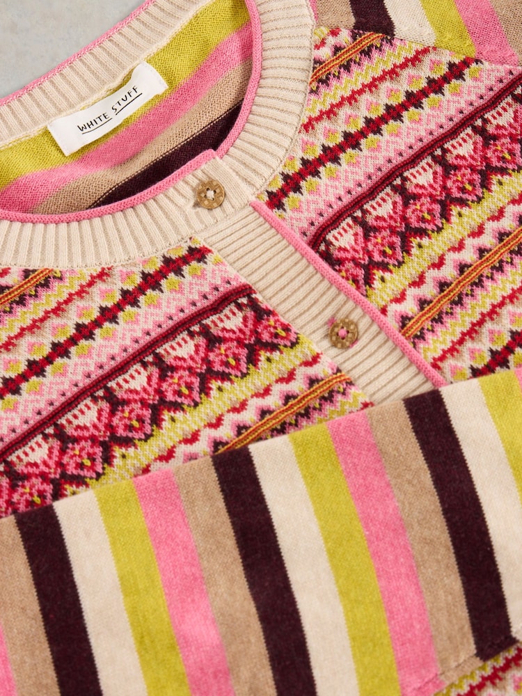 White Stuff Pink Lulu Fairisle Cardigan - Image 6 of 6 White Stuff Pink Lulu Fairisle Cardigan - Image 6 of 6