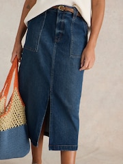 White Stuff Blue Maren Denim Midi Skirt - Image 1 of 6