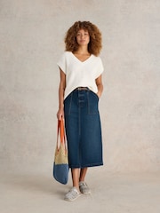 White Stuff Blue Maren Denim Midi Skirt - Image 3 of 6