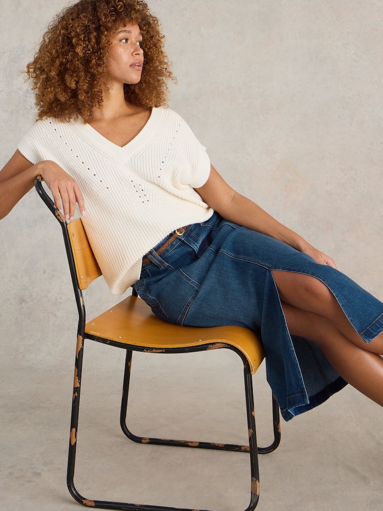 White Stuff Blue Maren Denim Midi Skirt - Image 4 of 6