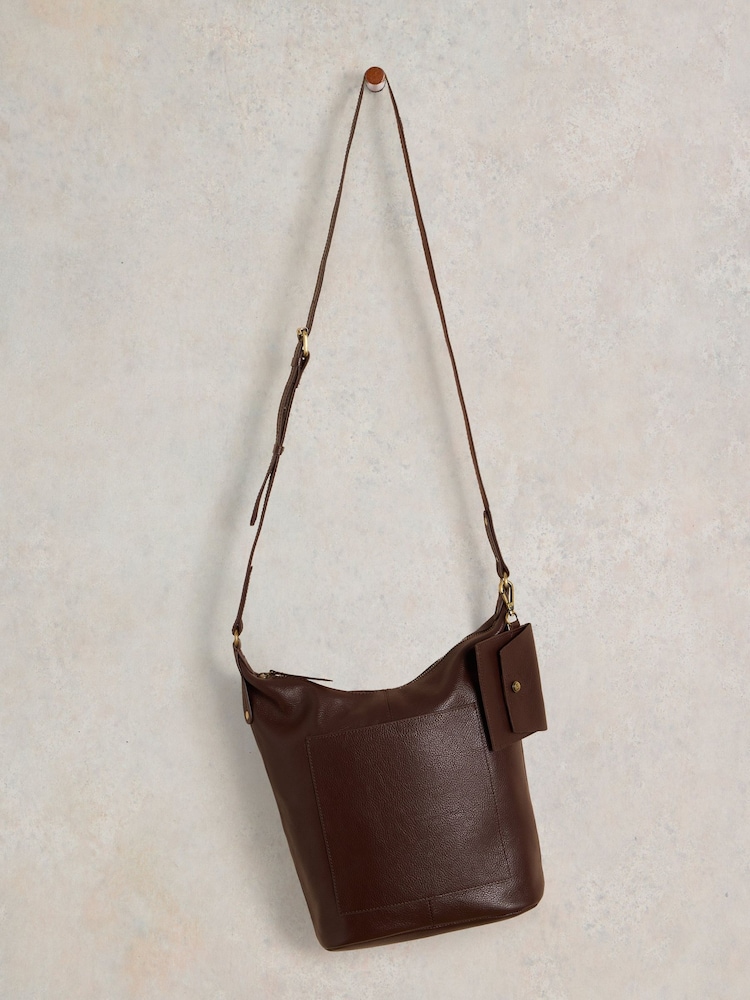White Stuff Brown Fern Leather Cross-Body Bag - Image 1 of 6