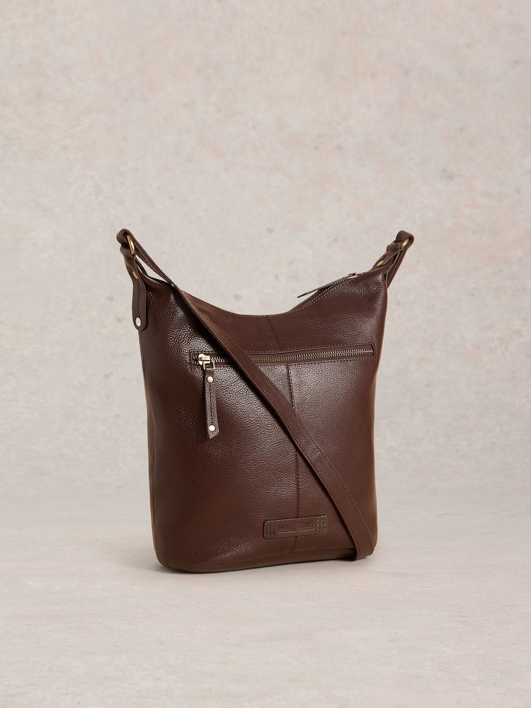 White Stuff Brown Fern Leather Cross-Body Bag - Image 2 of 6