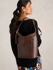 White Stuff Brown Fern Leather Cross-Body Bag - Image 6 of 6