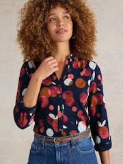 White Stuff Purple Annie Jersey 100% Cotton Shirt - Image 1 of 6